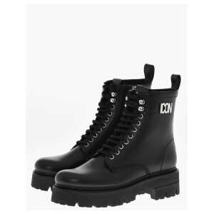 Dsquared² Leather ICON CLUBBING Combat Boots With Side Zip