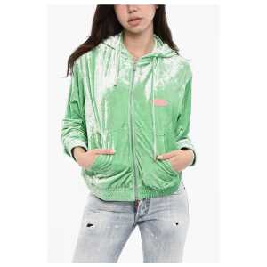 Dsquared² Velvet Hoodie with Zip Closure