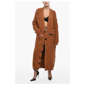 Dsquared² Vintage Effect Cotton and Nylon Maxi Cardigan