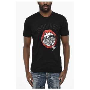 Dsquared² Cotton Crew-neck T-shirt with Frontal Embroidery