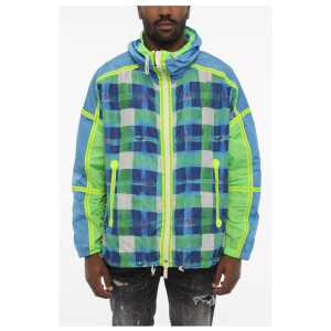Dsquared² Acid Wash Effect Check Jacket with Hood
