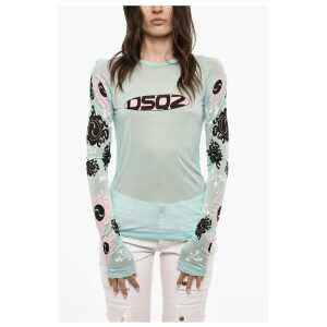 Dsquared² Mesh Printed Long Sleeved Top