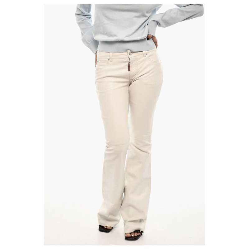 Dsquared² Mid-Waist Boot Cut Leather Pants, theFeinheit