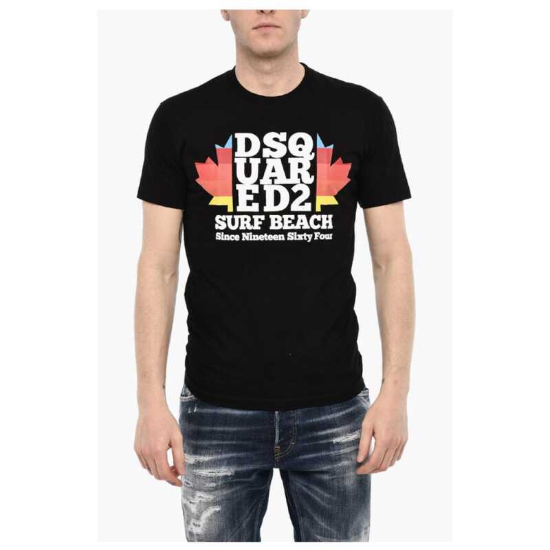 Dsquared² Cotton Crew-neck T-shirt with Frontal Maxi Print, theFeinheit