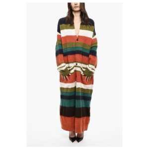 Dsquared² Striped Wool Blend Long Cardigan