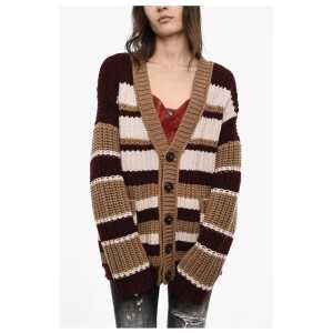 Dsquared² Color Block Maxi Cardigan with Double Pockets