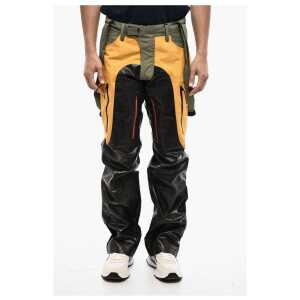 Dsquared² Coated Cotton Tricolor Casual Pants with Suspenders