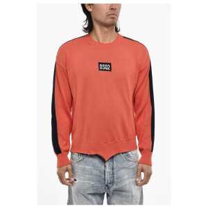 Dsquared² Asymmetrical Cut Crew-Neck Sweater with Contrasting Band