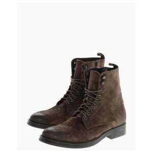 Corneliani Solid Color Suede Ankle Boots with Side Zip
