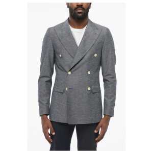 Corneliani CC COLLECTION Side Vents Peak Lapel Double Breasted Blazer