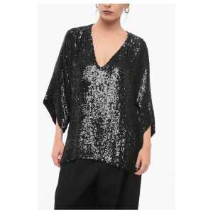 Parosh Long Sleeved Top With Allover Sequins