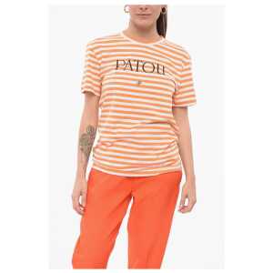 Patou Awning Striped Cotton T-Shirt with Printed Logo