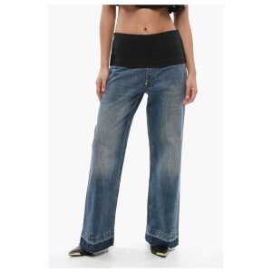 Stella McCartney Mid Washed Straight Fit Denims with Tuxedo Detail 27cm