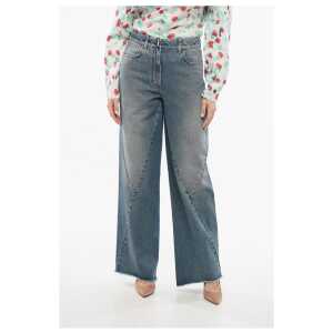 Givenchy Transversal Stitched Delavè Denims with Raw-cut Hem 27cm