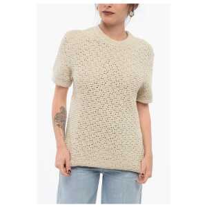 Bottega Veneta Crew Neck Crochet Cotton T-Shirt