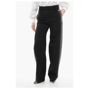 The Attico Jagger Wide-leg Pants with Rhinestones