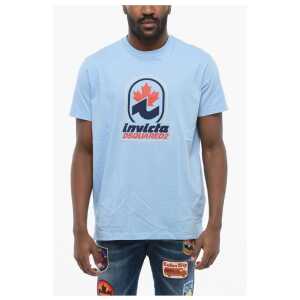 Dsquared² Crew Neck D2 INVICTA T-Shirt with Printed Logo
