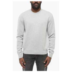 Bottega Veneta Crew Neck Cashmere Blend Sweater with Leather Patches
