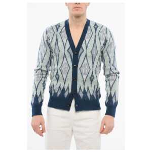 Amiri Diamond Patterned Mohair Blend Cardigan