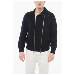 Bottega Veneta Cotton Blend DB ZIP-UP Pullover with Double Front Zip
