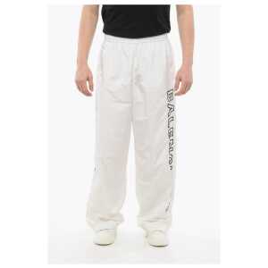 Balenciaga Elastic Waistbanded Wide Leg Pants with Embroidered Logo