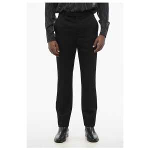 Saint Laurent Slim Fit Wool Pants with Front Pleat
