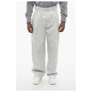 Bottega Veneta Single-pleated Mom Fit Silk and Cotton Pants