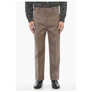 Bottega Veneta Twill Wool Straight Fit Pants with Front Pleat