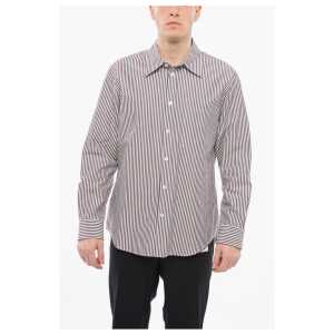 Bottega Veneta Awning Striped Cotton Shirt with Breast-pocket