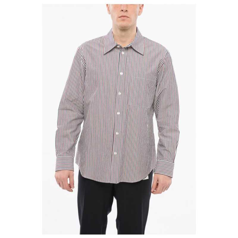 Bottega Veneta Awning Striped Cotton Shirt with Breast-pocket, theFeinheit