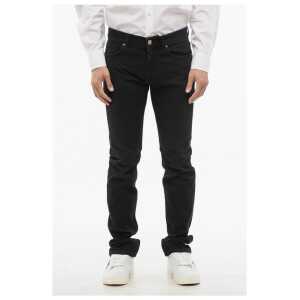 Versace Cotton Slim Fit Denims with Embroidered Logo 17cm