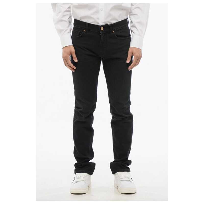 Versace Cotton Slim Fit Denims with Embroidered Logo 17cm, theFeinheit