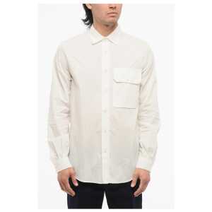 Ten c Solid Color Cotton and Nylon Shirt with Breast Pocket