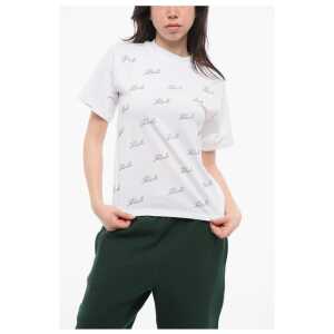 Karl Lagerfeld All-Over Rhinestone Logo Cotton Crew-neck T-shirt