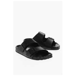 Balenciaga Leather SUNDAY Sliders with Double Buckle