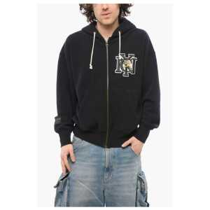 Champion Fleeced-Cotton Sweatshirt with Embossed Embroidery and Zip C