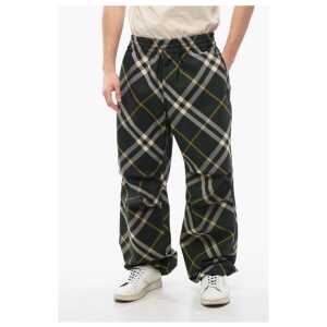 Burberry Tartan Patterned Nylon Sweatpants with Drawstringed Ankle