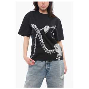 Burberry Crew Neck CHAINED Cotton T-Shirt with Print