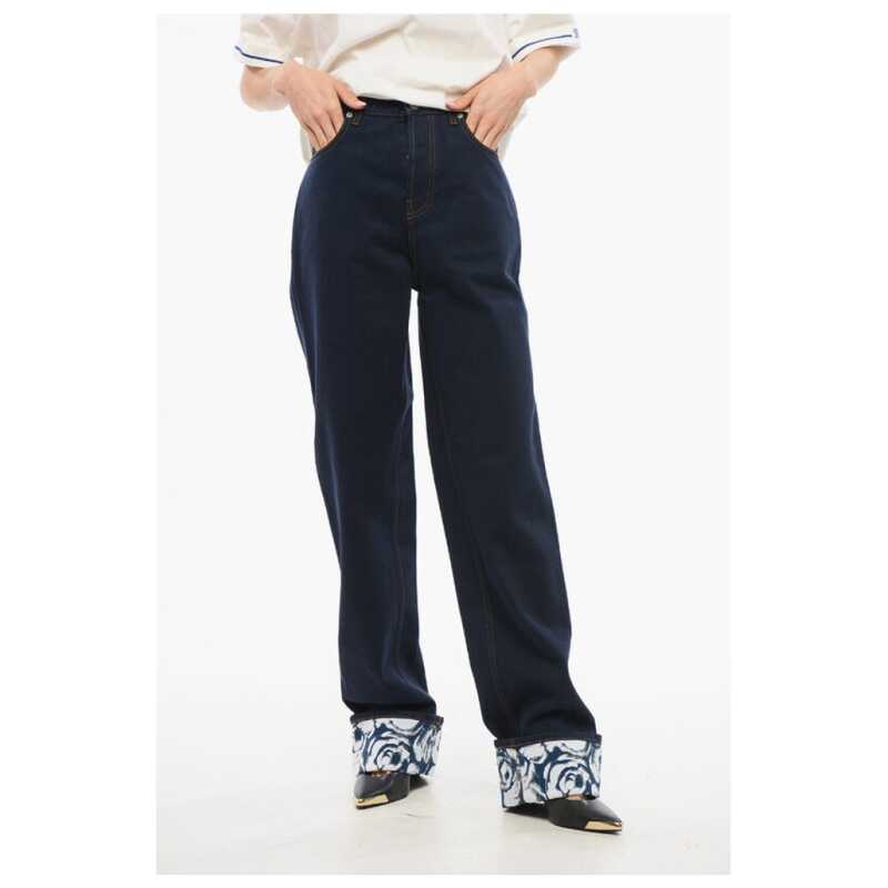 Burberry High-waisted Dark Washed Denims with Printed Cuffs 18cm, theFeinheit