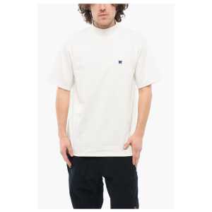 Needles Solid Color Mock-Neck T-Shirt with Butterfly Embroidery