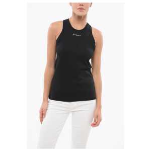 PINKO DENIM Ribbed Tank Top With Golden Logo