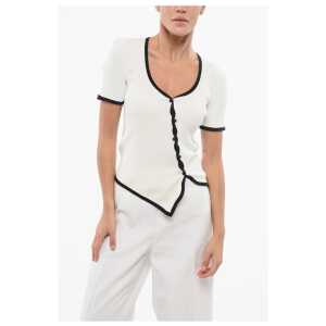 PINKO Ribbed BALLOTA Cardigan with Contrasting Trims