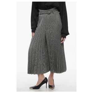 Dior Accordion Wool Blend Gaucho Pants with District Check Patter