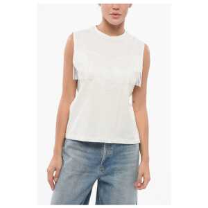 PINKO Cotton TWILIGHT Top with Fringes