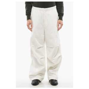 Jil Sander Twill Cotton Baggy Fit Pants with Elastic Waistband
