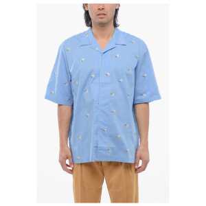 Viktor & Rolf Cotton Blend Bowling Shirt with Sequined Embroideries