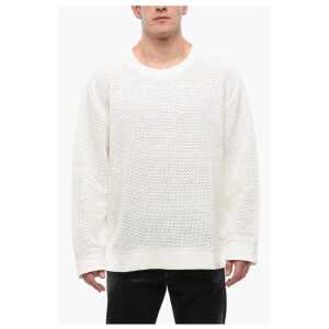 Viktor & Rolf Crew Neck Brushed Cottton Sweatshirt with Crochet Front