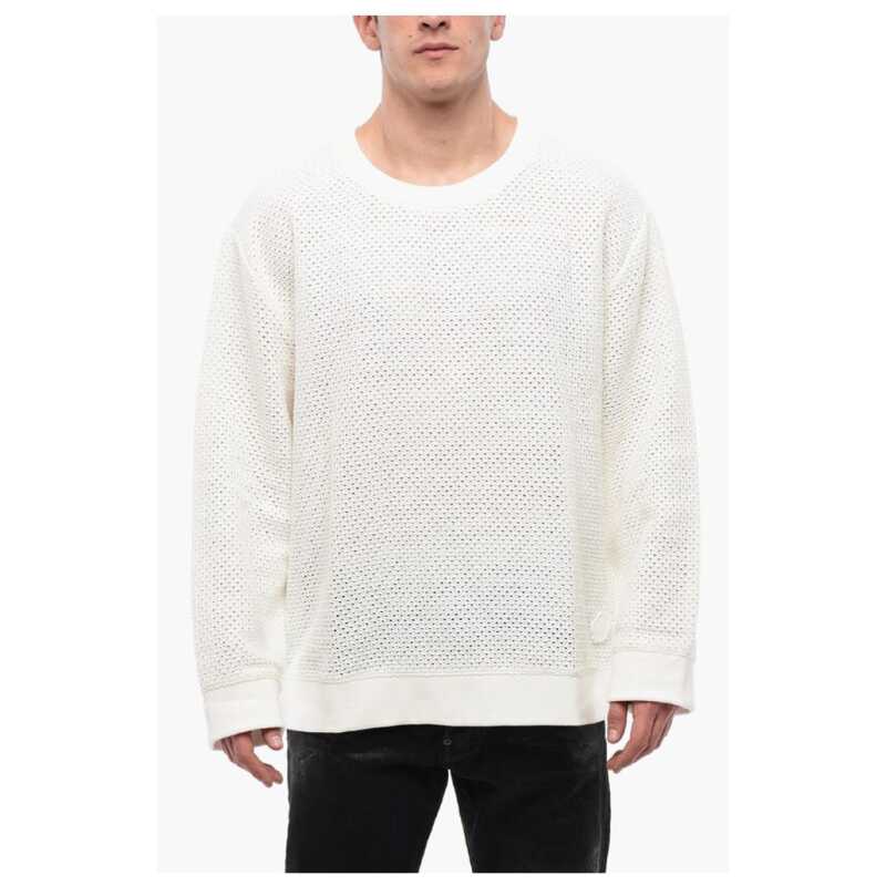 Viktor &amp; Rolf Crew Neck Brushed Cottton Sweatshirt with Crochet Front, theFeinheit
