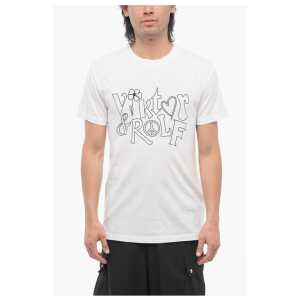 Viktor & Rolf Crew Neck Cotton T-Shirt with Embroidered Logo