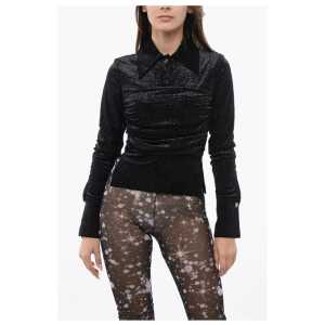 Viktor & Rolf Gathered Waist Velour Glittered Top
